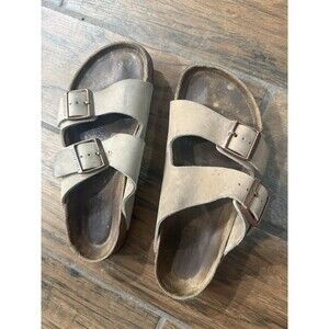 Birkenstock Sandals 38  L7 M5 Tan 2 Buckle Soft Bed Leather